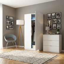 FORES HABITAT LCX022O Armadio Guardaroba 2 ante battenti 81x52x180 cm Bianco Urban