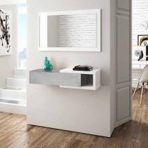 FORES HABITAT OL6743A Mobile Ingresso Moderno Sospeso 95x26x19h cm Bianco e Cemento
