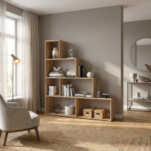 FORES HABITAT 002255F Libreria Moderna 4 Ripiani 145x29x145 cm Rovere