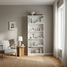 FORES HABITAT 005626A Libreria Moderna 4 Ripiani 80x28x201 cm Bianco Lucido Stylus