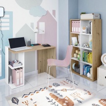 FORES HABITAT 015419W Scaffale Libreria Bambini 8 Cubi 71x33x137 cm Bianco Rovere Kenya