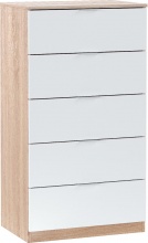 FORES HABITAT 017845F Cassettiera Camera 5 Cassetti legno 60x110x40 cm Bianco  Rovere