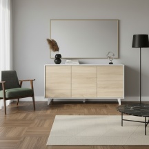 FORES HABITAT 0F6638BO Madia Moderna 3 Ante Legno 154x75h cm BiancoRovere