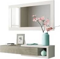 FORES HABITAT OC6743A Mobile ingresso 95x26x19h cm Specchio Bianco e Quercia