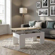 FORES HABITAT OF164OA Tavolino Salotto Rettangolare Legno 100x50x4556 BiancoRovere