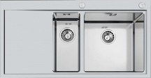 FOSTER 1251 051 Lavello Cucina 2 Vasche Filotop Gocciolatoio Sx 100 cm Acciaio
