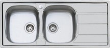 FOSTER 1812562 Lavello Cucina 2 Vasche Gocciolatoio Dx 116 cm Inox Spazzolata