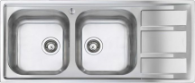 FOSTER 1972 062 Lavello Cucina 2 Vasche Incasso Gocciolatoio Dx 116 cm Acciaio