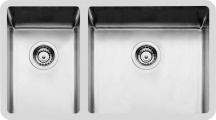 FOSTER 2205 850 Lavello Cucina 2 Vasche Sottotop 80 cm Inox Spazzolato  KE-R15