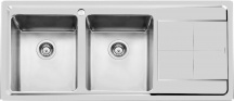 FOSTER 2222 052 Lavello Cucina 2 Vasche Semifilo Gocciolatoio Dx 117 cm Acciaio