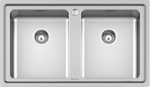 FOSTER 3274 050 Lavello Cucina 2 Vasche da Incasso 86 cm Inox Spazzolato  Evo