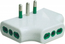 FANTON 82.220 Spina Piatta Multipresa 16 A 3 Posti 2 Poli+terra Alveoli ottone