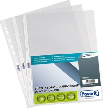 Favorit 100460023 Confezione 50 Buste Foratura Linear A4 Liscia