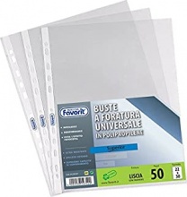 Favorit 100460073 Punced Pockets Open On Two Sides Cartellina A4 50 Pz