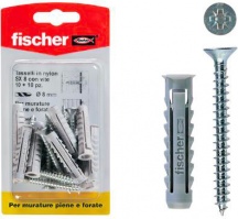 Fischer 4418 Confezione 10 Tasselli in Nylon SX d.8.0 mm con vite croce Pz 0
