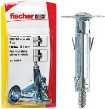 Fischer 4472 Tasselli universali in acciaio 9 mm con gancio cancano medio 4 pz
