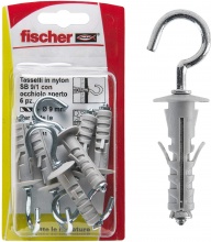 Fischer 504441 Tasselli universali nylon � 9 mm con vite occhiolo aperto 6 pz