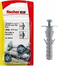 Fischer 504444 Tasselli universali nylon � 9 mm con vite TSC 6 pezzi