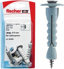 Fischer 504663 Tasselli in Nylon � 9 mm per cartongesso con vite TSP 6 pezzi