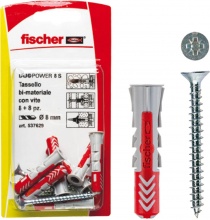 Fischer 537629 Confezione 8 tasselli � 8 mm vite 5x50 testa croce zinco cromata