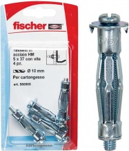 Fischer 550905 Tasselli in acciaio � 10 mm per cartongesso con vite 4 pezzi
