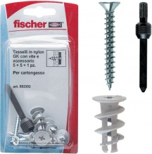 Fischer 552392 Tasselli Gk con vite e accessorio montaggio per cartongesso 5 pz