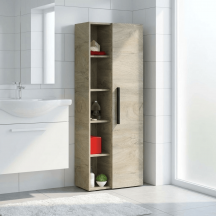 FORES HABITAT 305471C Mobiletto Bagno a Parete 1 Anta 4 Ripiani 135x51x25 Rovere Alaska
