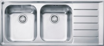 Franke 101.0040.734 Lavello Cucina 2 Vasche Incasso Gocciolatoio 116cm Acciaio NEX621 Neptune