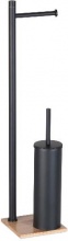 GEDY TA32 41 TANIA Colonna Attrezzata Portarotolo Portascopino WC Bamboo e Nero