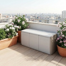 TERRY BOX Cassapanca contenitore Baule da esterno in Resina 140x54x57 cm Grigio