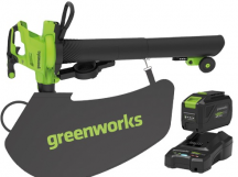 GREENWORKS GD48BVIIK4 KIT Soffiatore Elettrico Aspiratore Foglie 396 kmh
