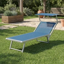 Galileo 5901427 Lettino Prendisole da Giardino Pieghevole 191x70x56 Blu melange Riccione