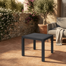 Galileo 5914103 Tavolo da Giardino Quadrato Tavolino in Rattan PE 80x80x73 cm Antracite