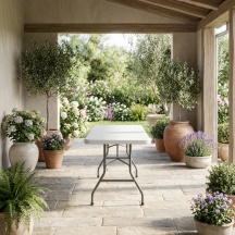 Giardini del Re TAVOLO HDPE 152X76X74H Tavolo da Giardino Pieghevole 152x76x74 cm Bianco