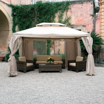 Giardini del Re SAHARA 3X4 Gazebo Giardino 3x4mt Alluminio Doppio tetto e Tende Ecr� Sahara