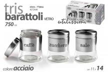 Gicos 772016 Tris Barattoli in Vetro ml 750