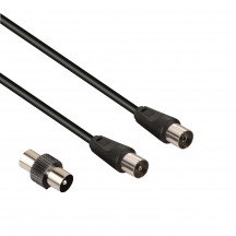 Hama 7205302 Cavo Antenna MF con Adattatore MM 1.5 Metri 75 Db Nero