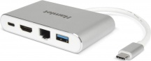 Hamlet HDKC-PD100 Docking Station con HDMI 3840 x 2160 Pixel USB-C LAN Bianco