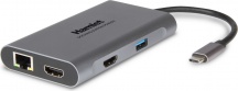 Hamlet HDKC-PD400H Replicatore di Porte per Notebook Cablato USB Type-C Grigio
