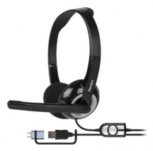 Hamlet HHEADMUS-CX Cuffia Stereo con Microfono per Computer USB-A, Nero