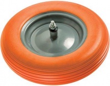 Hand 691e737 Ruota Pu Antiforo per Carriola mm 370x80 Disco Metallo Mozzo mm 170 + Asse