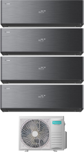 Hisense QH25+QH25+QH25+QH35+5AMW105U4RQC BLACK Climatizzatore Quadri Split 9+9+9+12 Btu 5AMW105U4RQC Energy Pro X Black