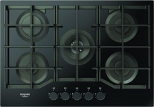 Hotpoint Ariston HAGS 72FBK 1 Piano Cottura 5 Fuochi a Gas 73 cm in Vetro Nero