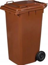I.C.S. P140240M Bidone Spazzatura Plastica Pattumiera 240 L Coperchio Ruote Marrone