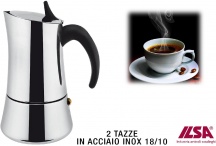 ILSA IS0088-2 Caffettiera Espresso 2 Tazze Acciaio Inox 1810 Induzione Elly