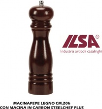 ILSA IS13220200 Macinapepe Legno cm 20h con Macina In Carbon Steelchef Plus