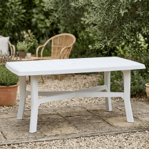 IPAE PROGARDEN 08330105 Tavolo da Giardino Rettangolare in Plastica 180x100x72 cm Bianco