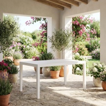 IPAE PROGARDEN 62 Tavolo da Giardino Resina Effetto Doghe 150x90x75 Bianco Palauwht
