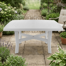 IPAE PROGARDEN PS25 Tavolo da Giardino Rettangolare Resina 88x72x138 cm Bianco Rodano