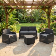 IPAE PROGARDEN PS032149 Salotto da Giardino Divano 2 Posti 2 Poltrone Antracite Como